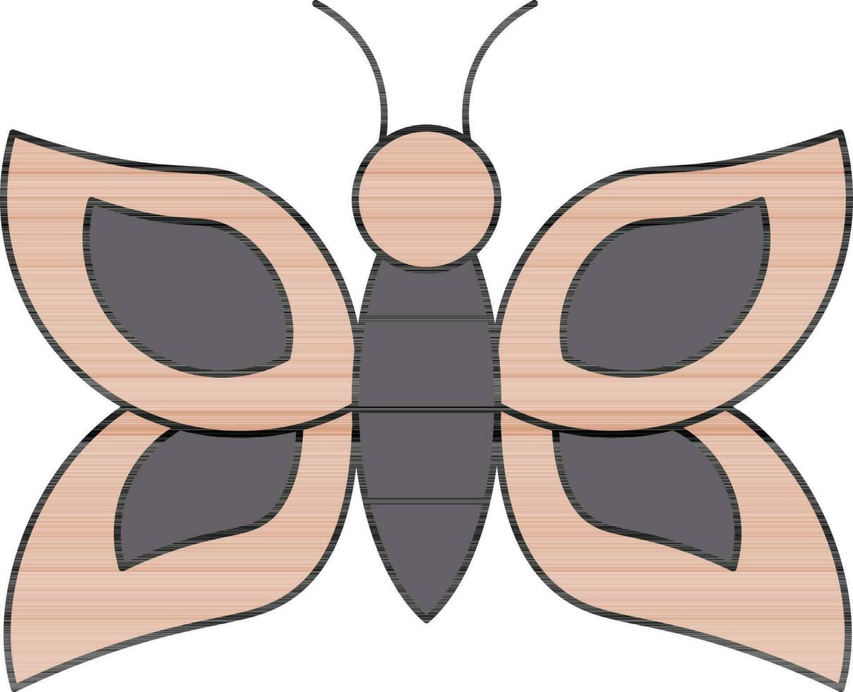 Illustration Of Butterfly Icon In Brown And Gray Color. vector