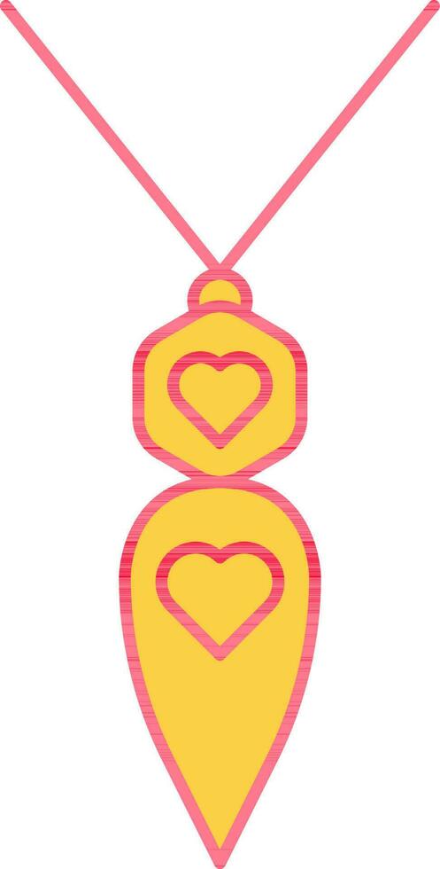 Heart Symbol On Stone Pendant Icon In yellow And Red Color. vector