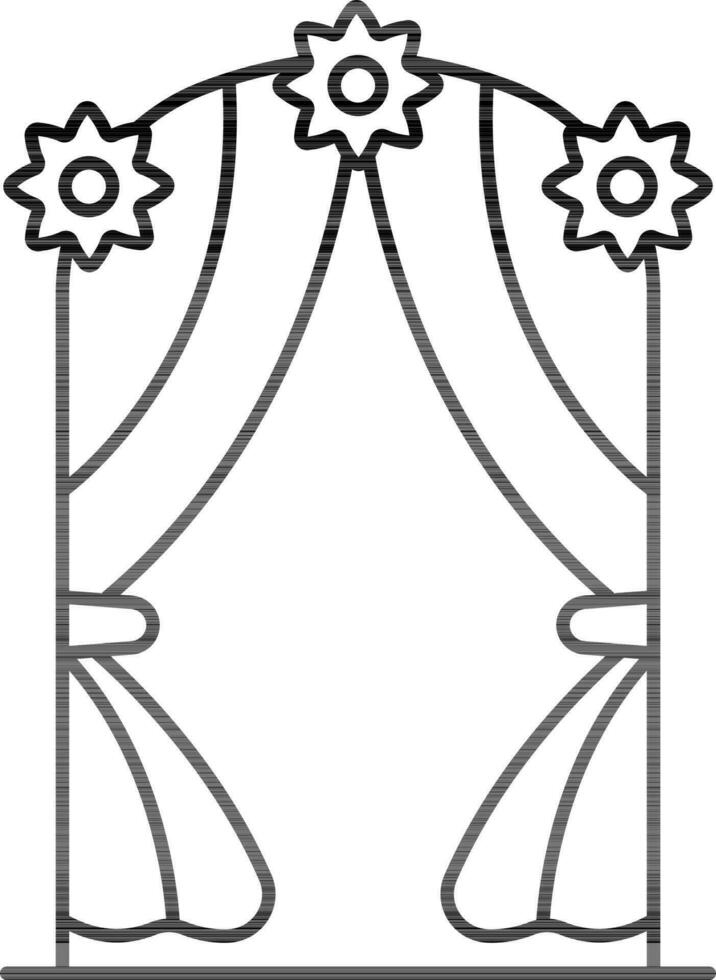Wedding Arch Icon In Black Line Art. vector