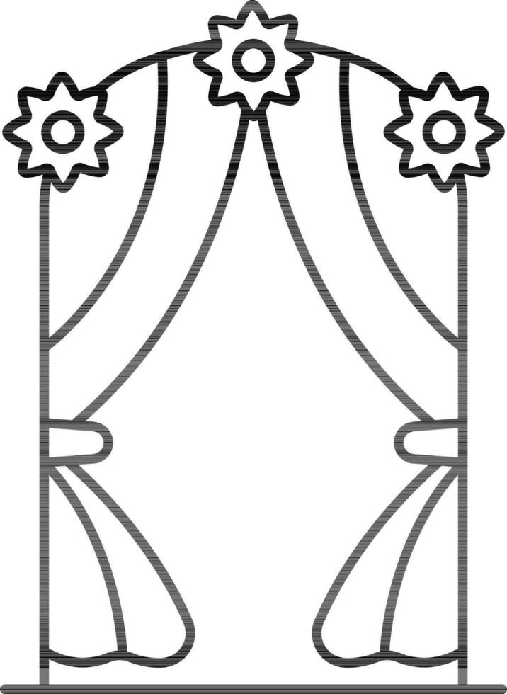 Wedding Arch Icon In Black Line Art. vector