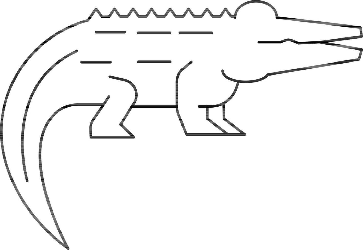 Stroke Style Crocodile Icon Or Symbol. vector