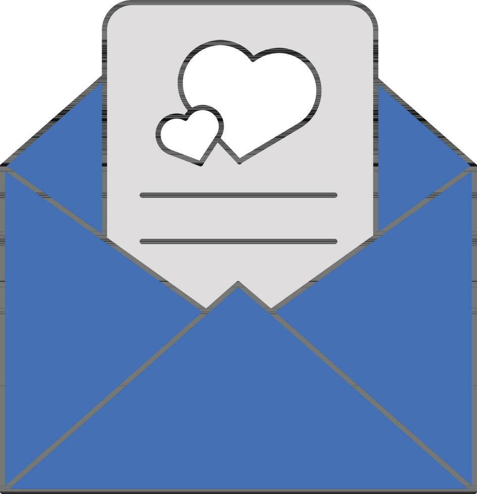 Flat Style Love Letter In Envelope Icon. vector