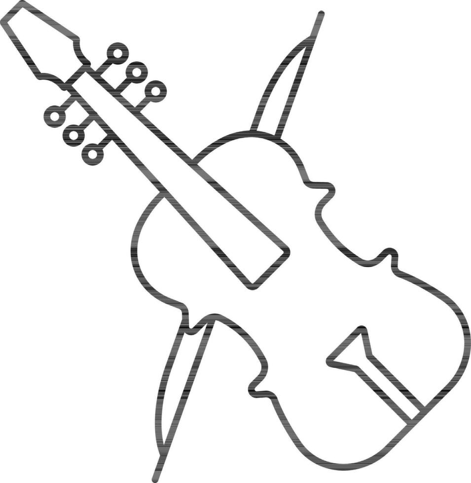 Violin Icon In Black Line Art. vector