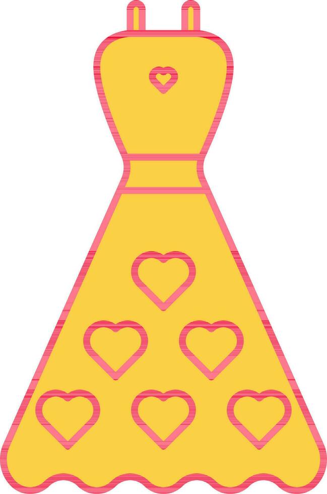 corazones Boda vestir amarillo y rojo icono. vector