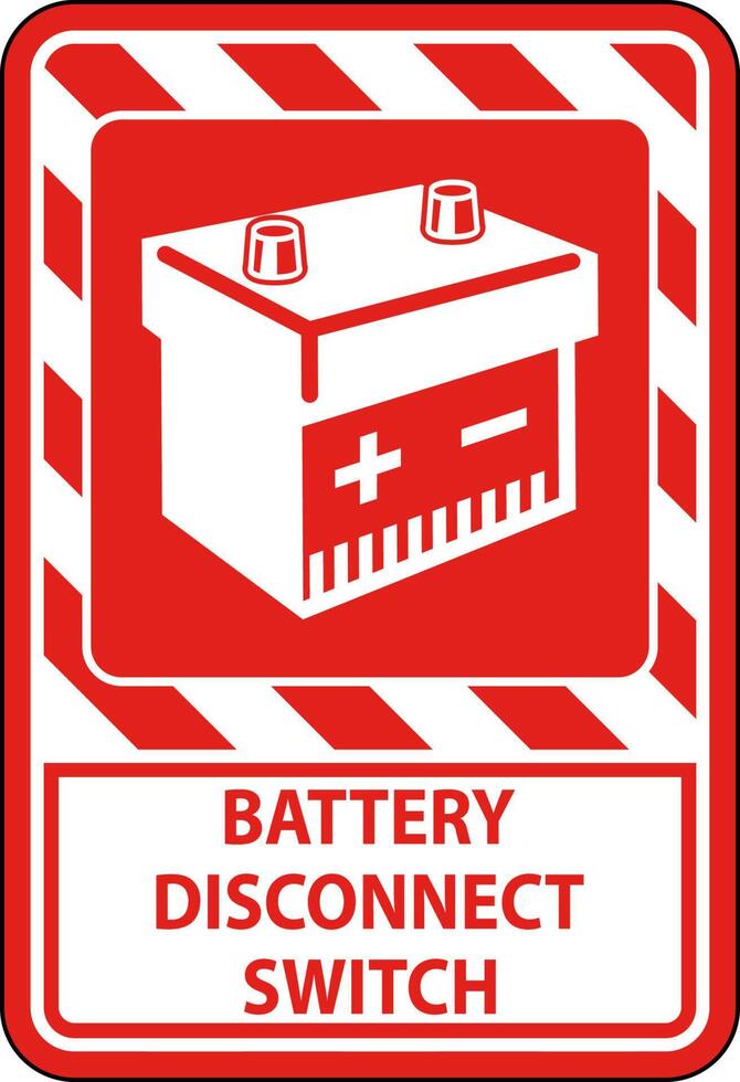 Battery Disconnect Switch Sign On White Background vector