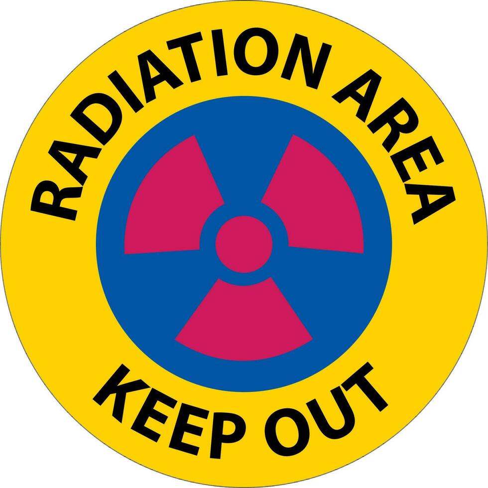 aviso área de radiación mantener fuera signo sobre fondo blanco vector