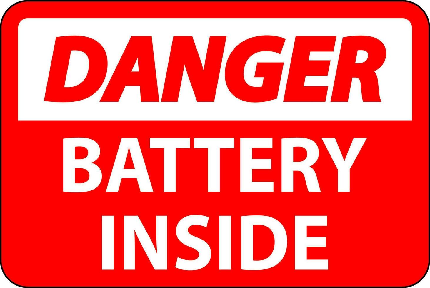 Danger Sign Battery Inside On White Background vector