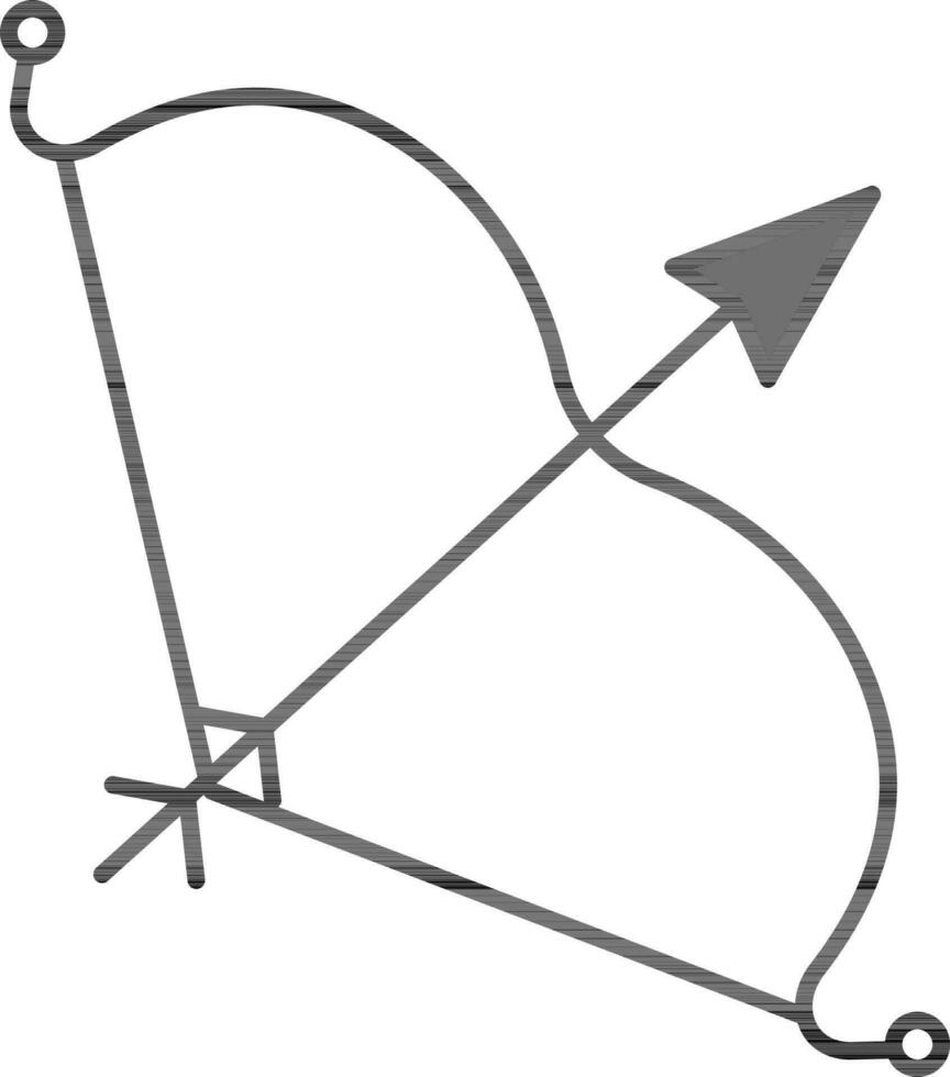 plano estilo Sagitario icono o símbolo en gris y blanco color. vector