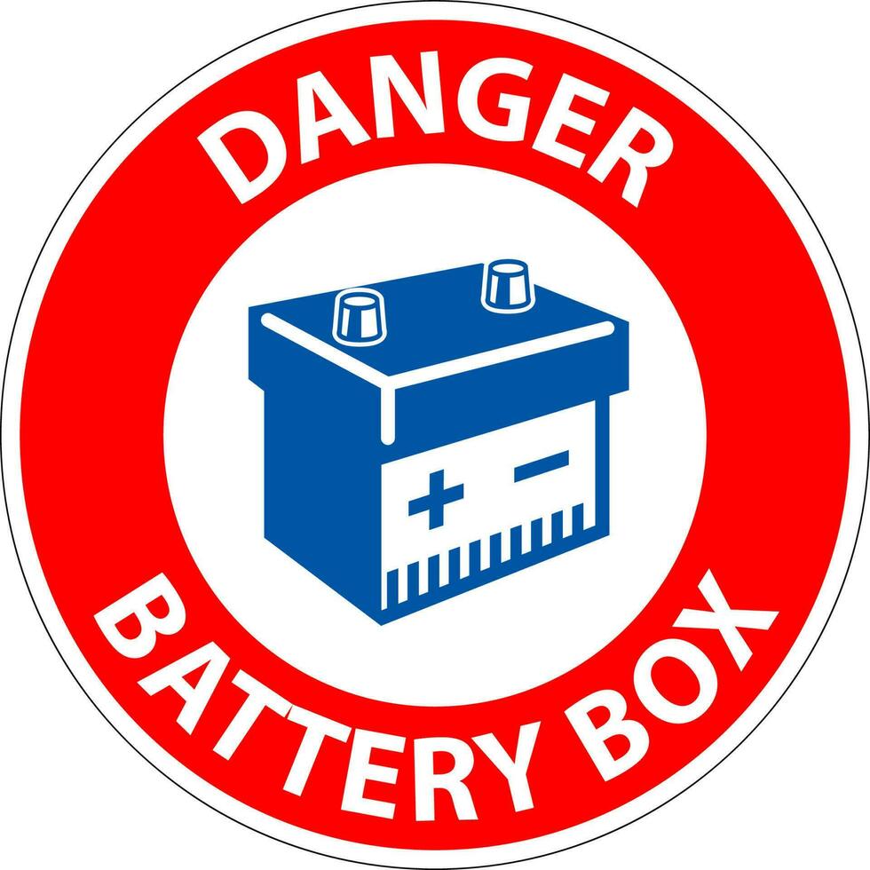 Danger Battery Box with Icon Sign On White Background vector
