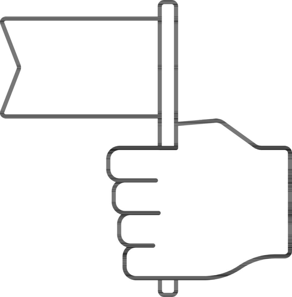 Hand Holding Flag Icon In Line Art. vector