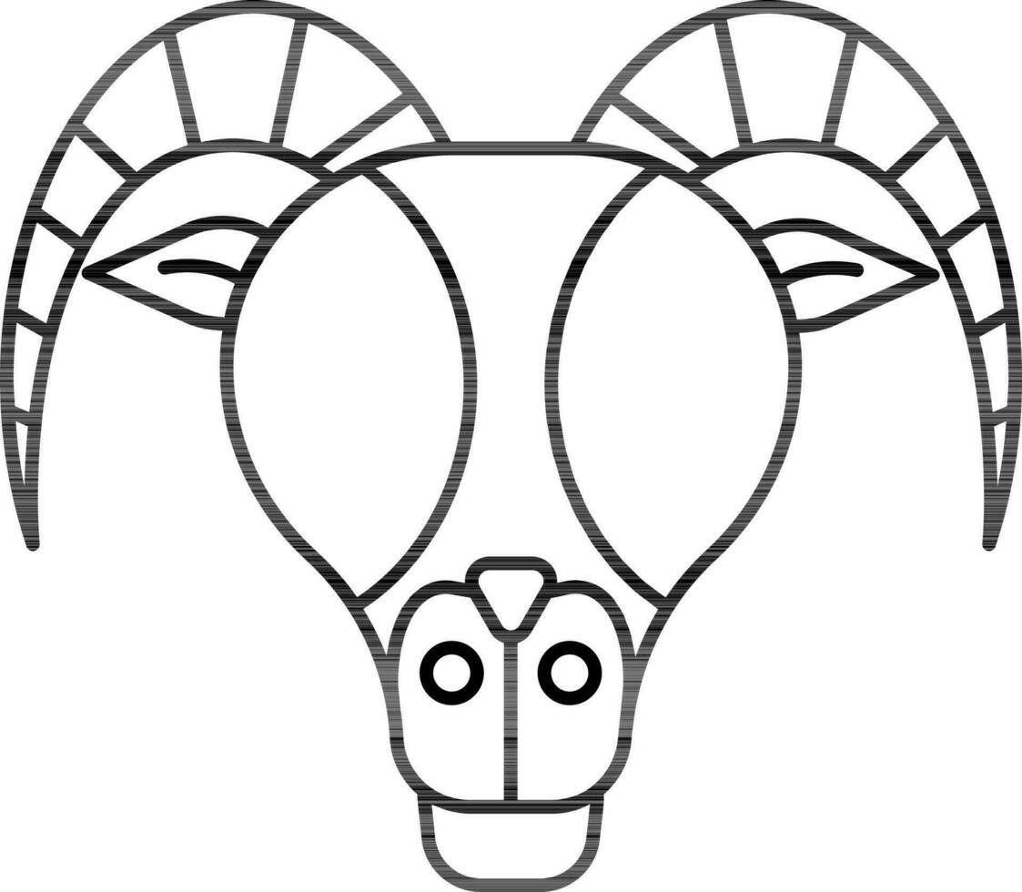 Aries Zodiac Icon In Thin Line Art. vector