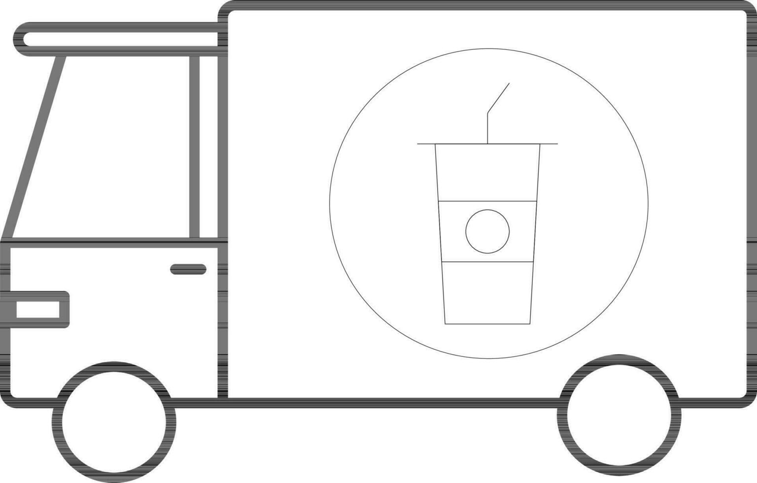 bebida entrega camión icono en negro línea Arte. vector