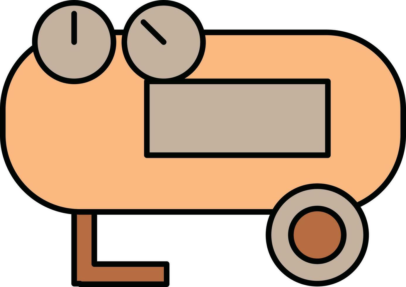 Air Compressor Icon In Orange And Brown Color. vector