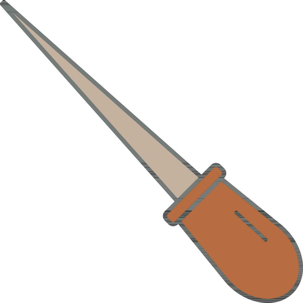 Awl Tool Icon In Brown Color. vector
