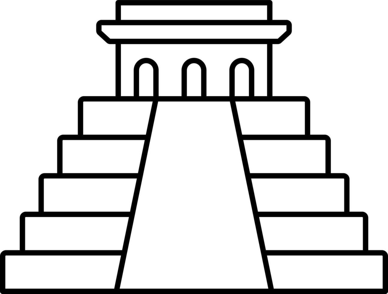 Chichen Itza Icon In Black Line Art. vector
