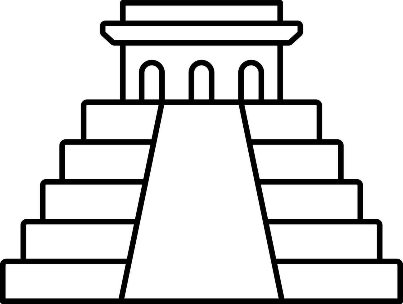 Chichen Itza Icon In Black Line Art. vector