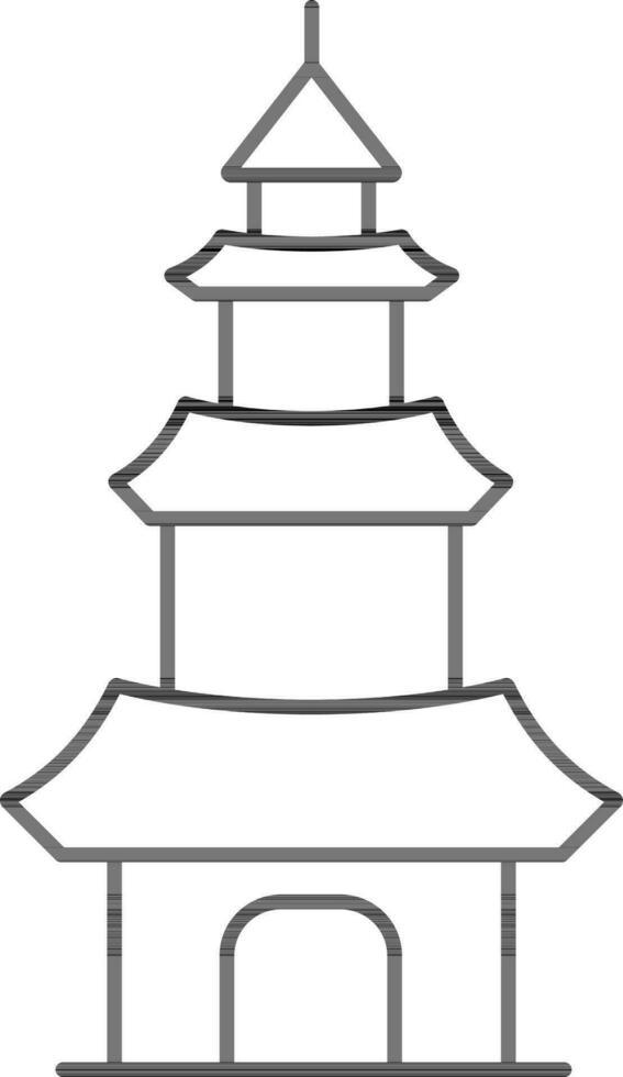 pura ulun danu bratan icono en negro describir. vector