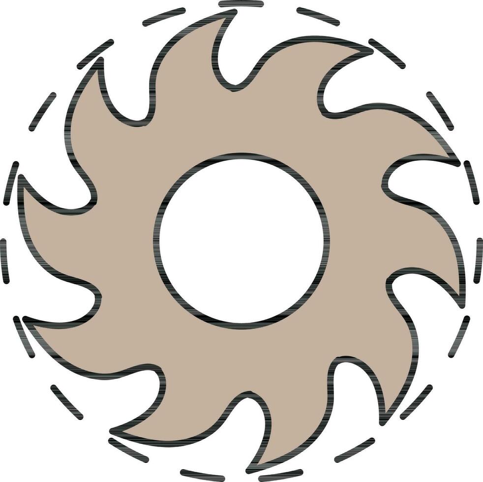 Circular Saw Blade Icon In Brown Color. vector