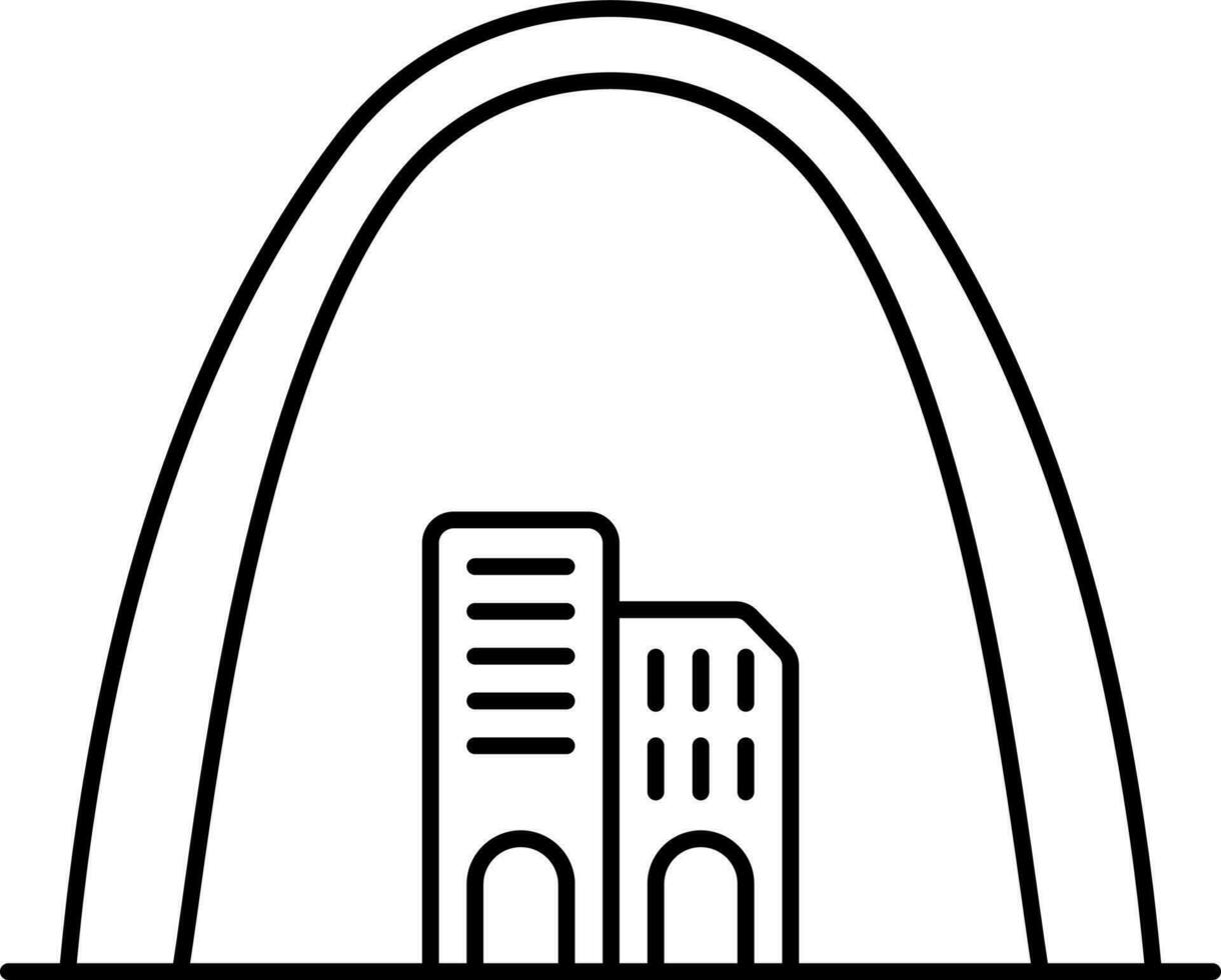 Gateway Arch Icon In Black Line Art. vector