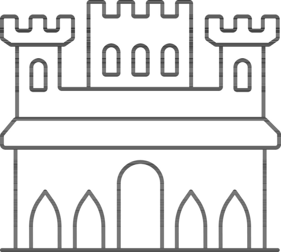 Alhambra Icon In Black Line Art. vector