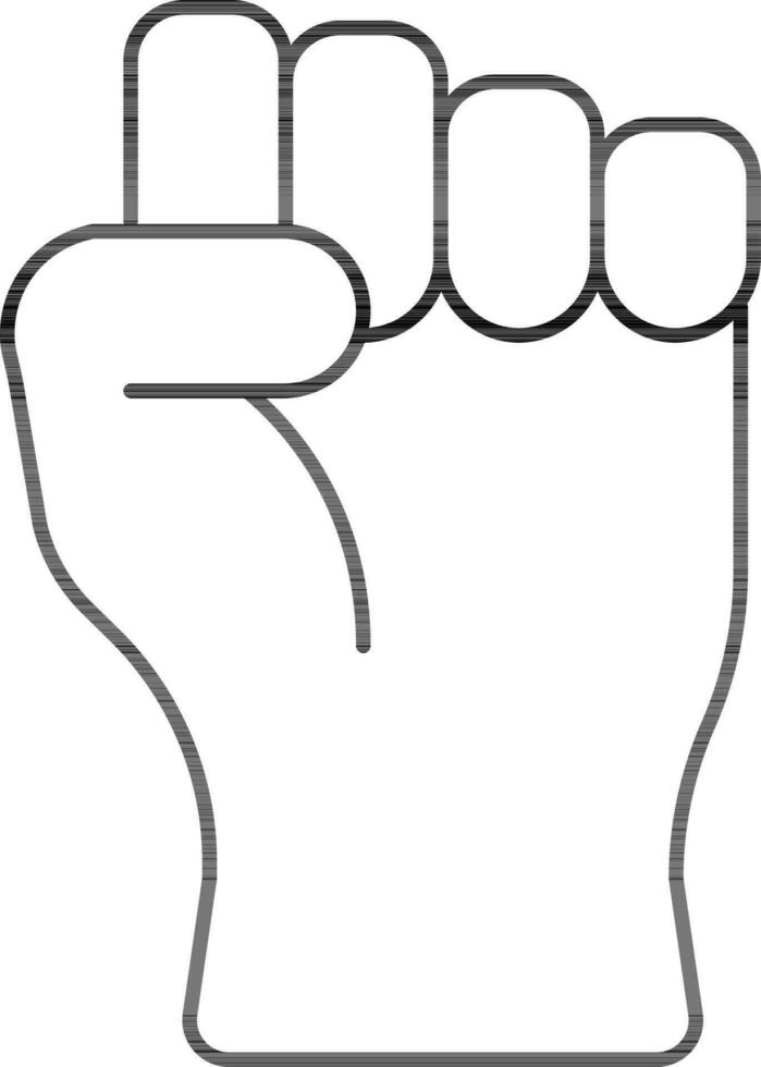 Fist Or Punch Icon In Black Line Art. vector