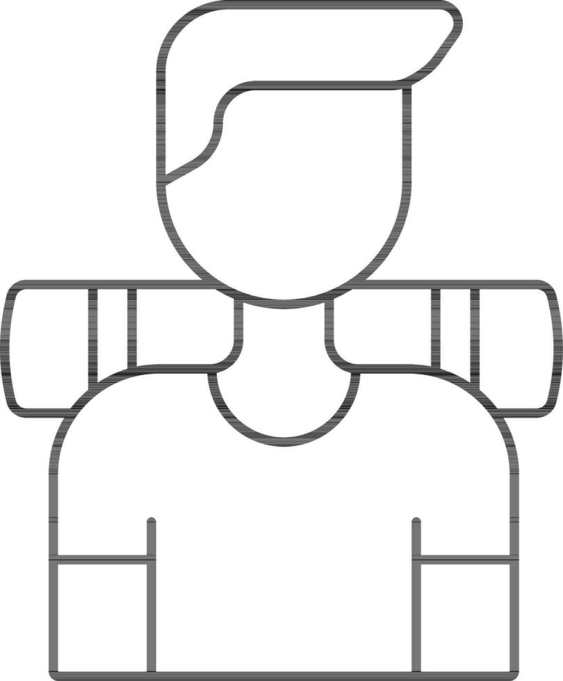 Faceless Adventure Man In Black Outline. vector