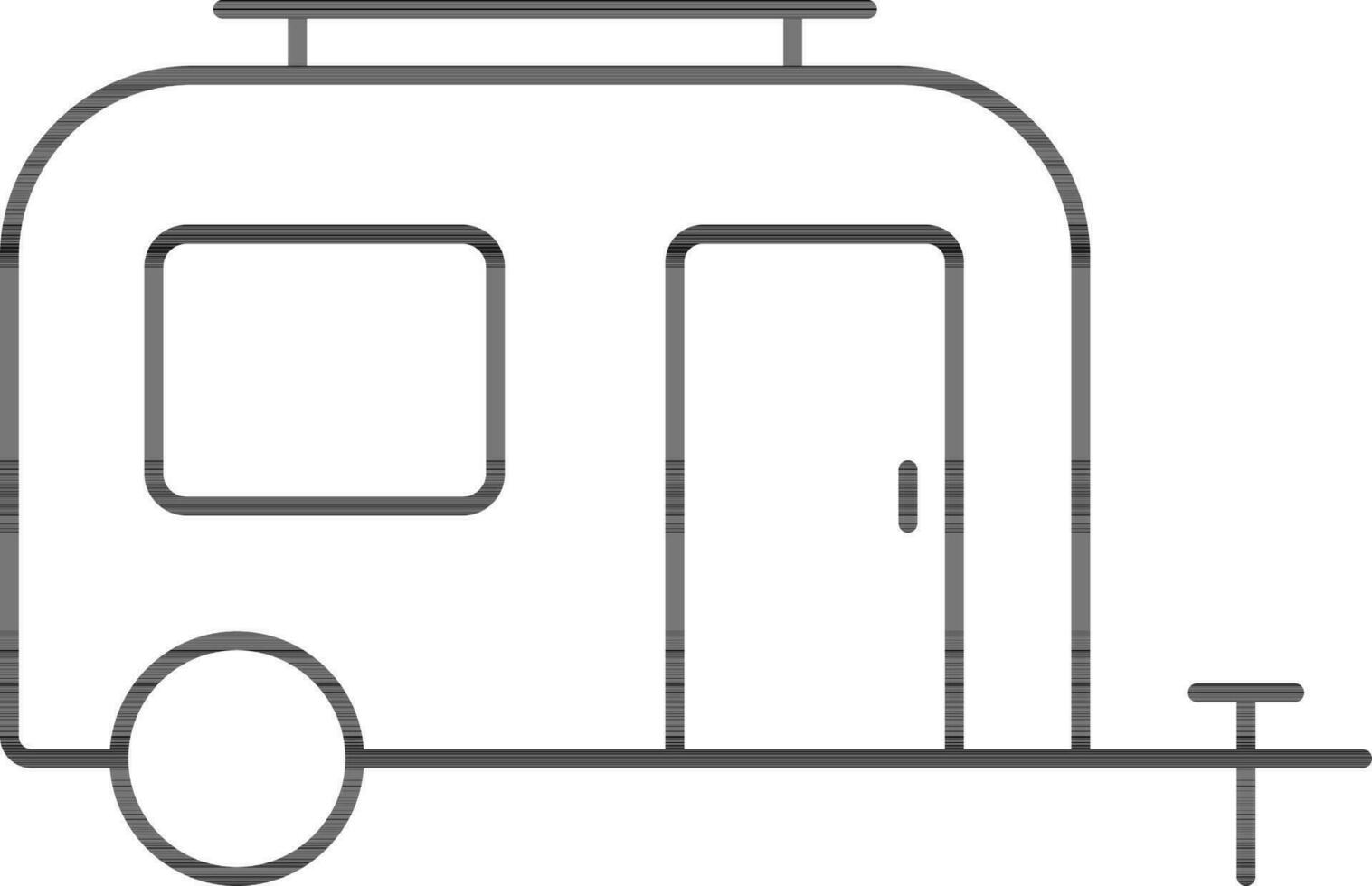 caravana o vanidad camioneta icono en negro línea Arte. vector