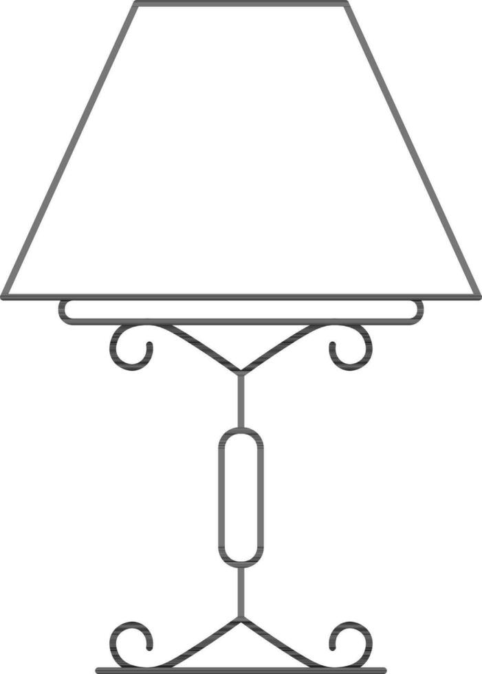 Line art illustration of table lamp icon in flat style. vector