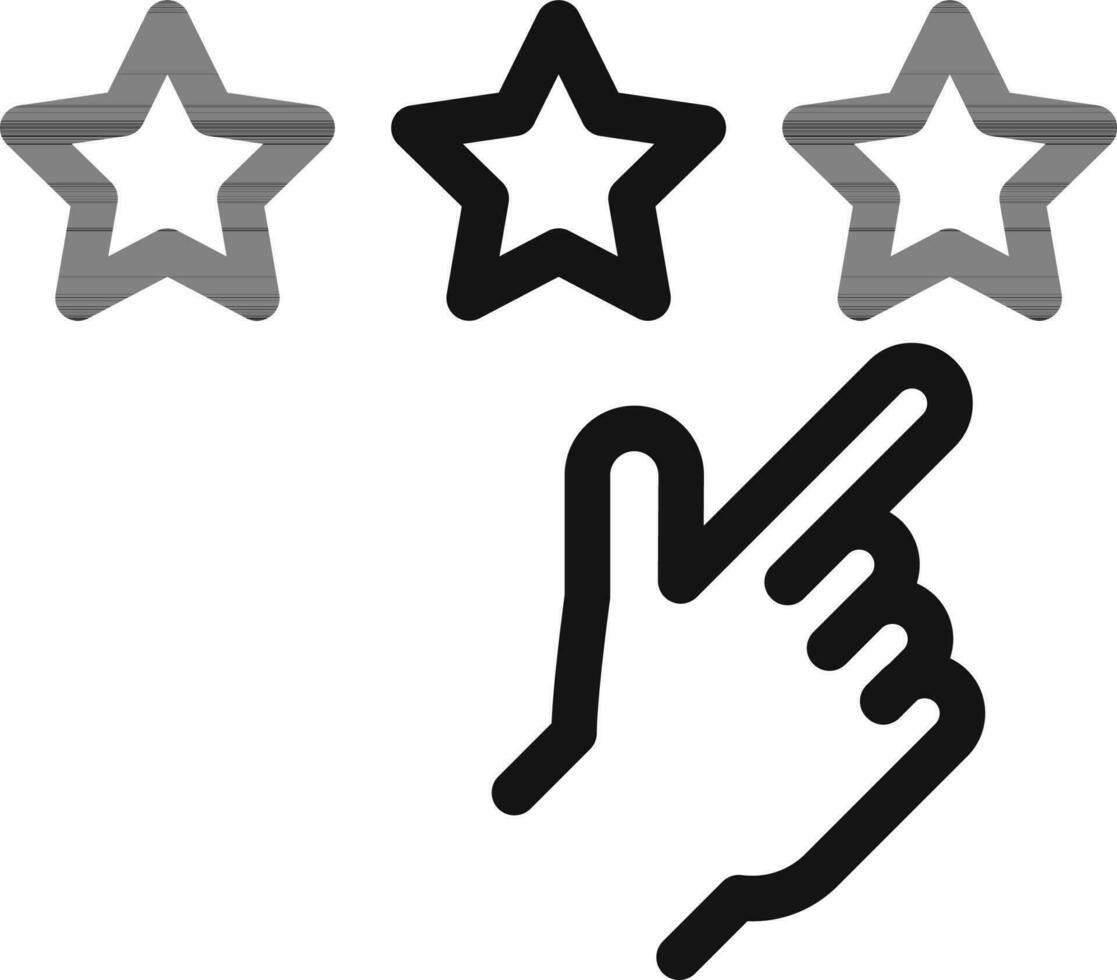 Line art illustration of star rating with cursor hand icon. vector