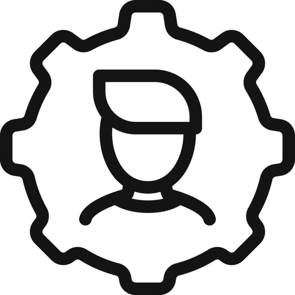Black line art illustration of user or profile setting icon. vector
