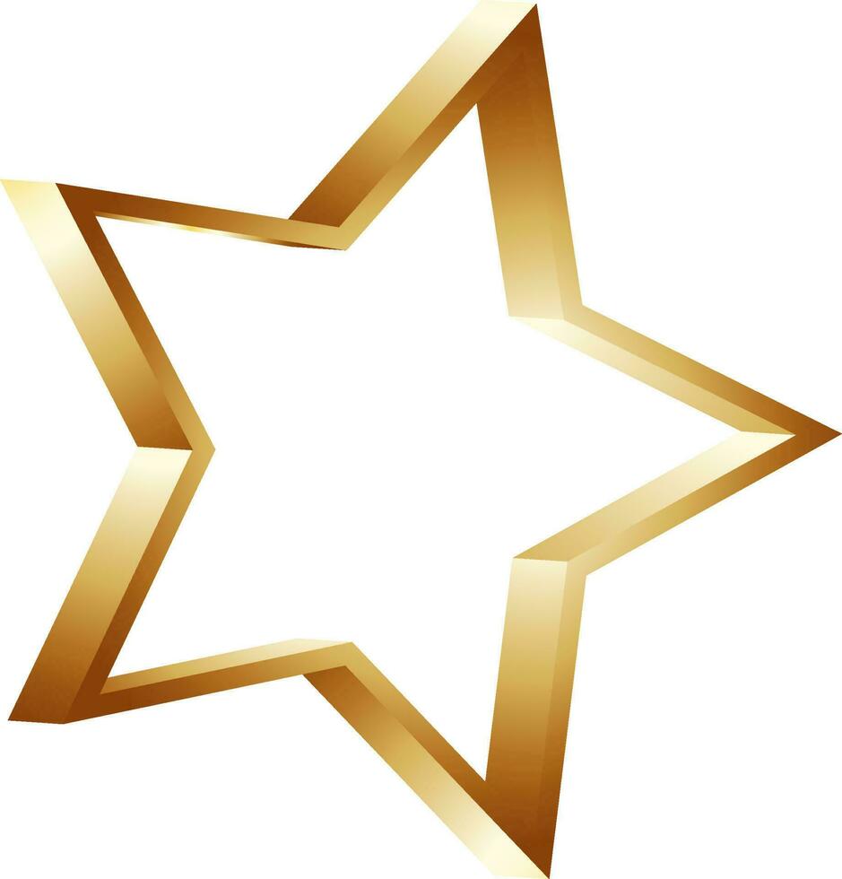 Illustration of 3d glossy star in golden color. vector