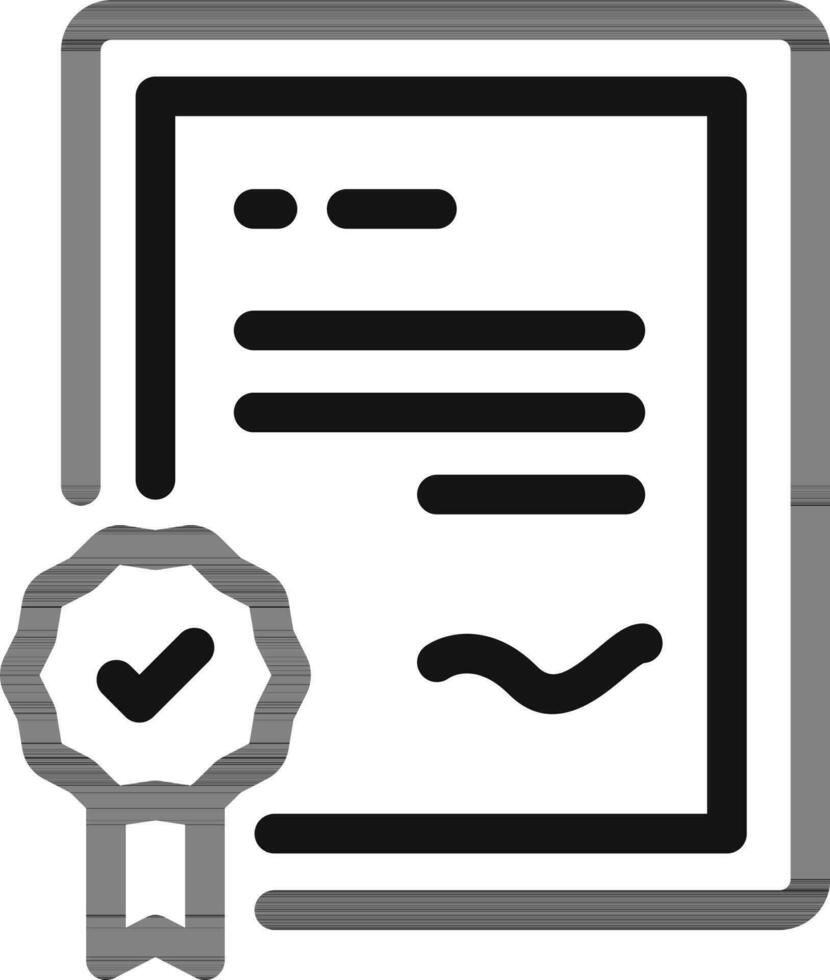 Line art illustration of certificate icon. vector