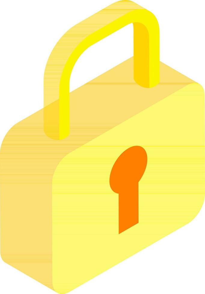 Yellow color isometric lock icon in 3D. vector