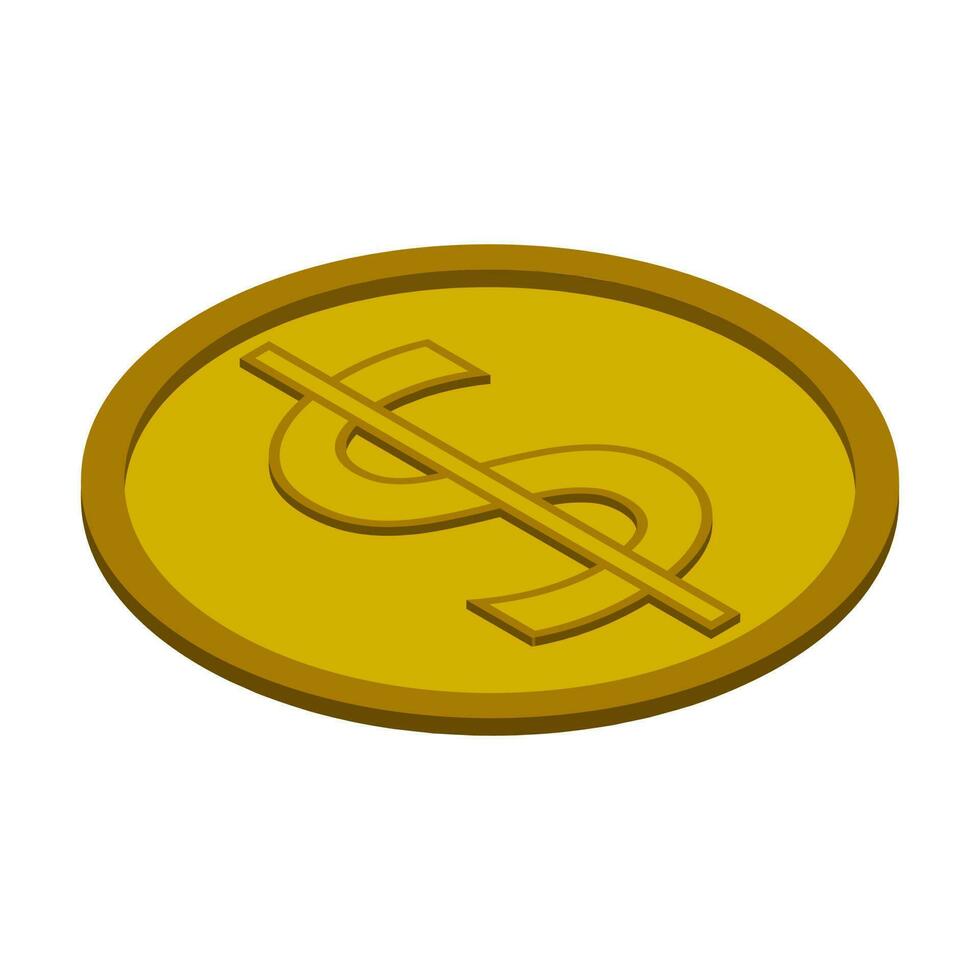 3D illustration of dollar coin icon. vector