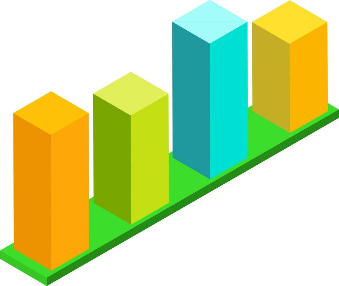 3D isometric bar graph icon. vector