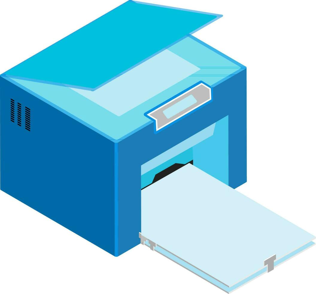 3d ilustración de impresora icono en azul color. vector