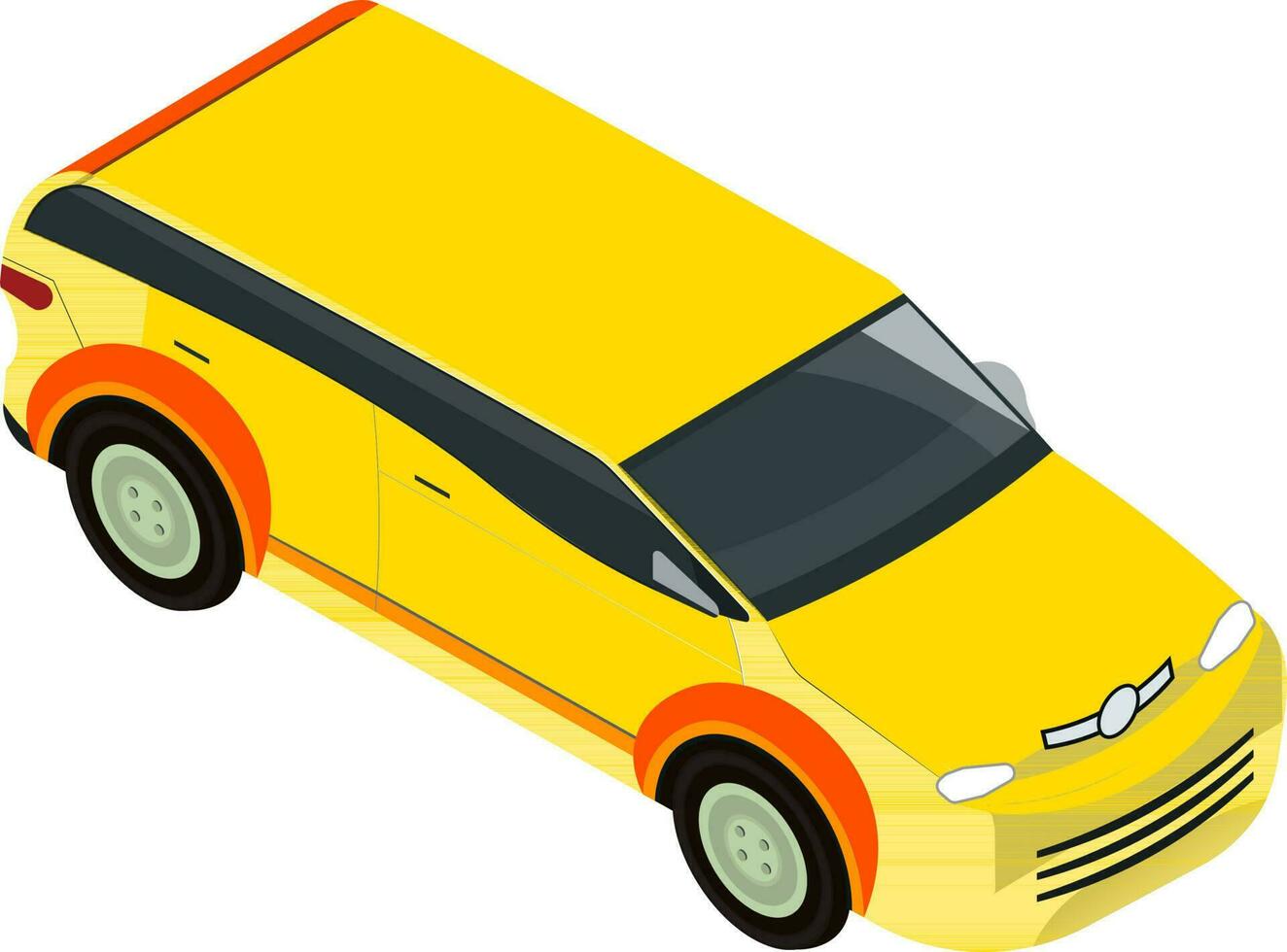 3d coche icono en amarillo color. vector