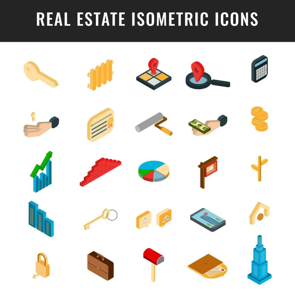 Set of 3d isometric real estate icons. vector