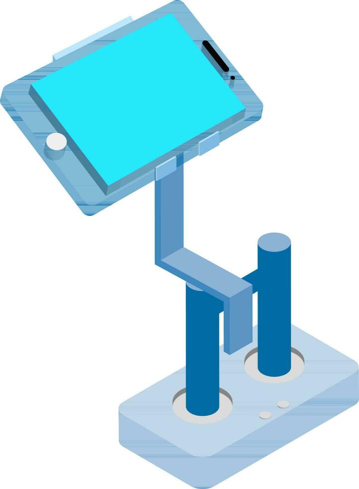 Smartphone with stand isometric icon in blue color. vector