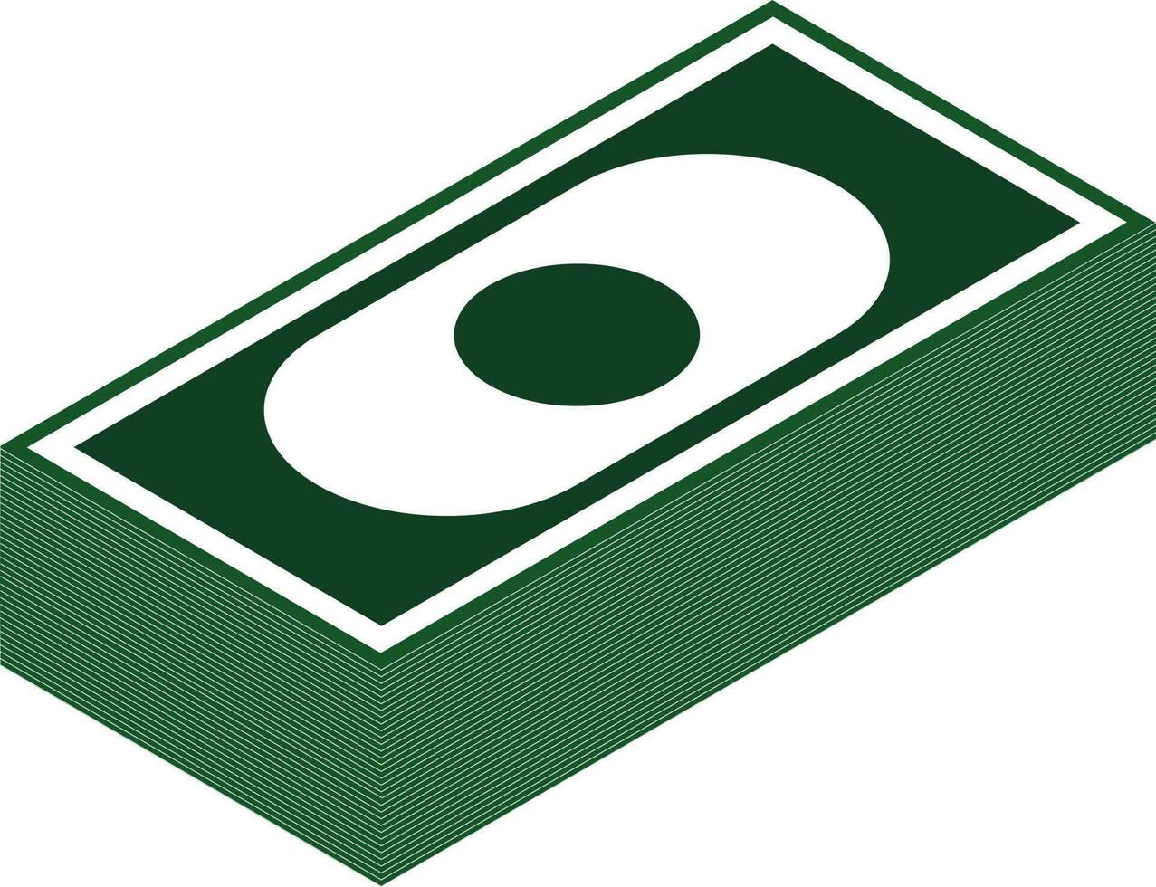 Stack of money or banknote isometric icon in green color. vector