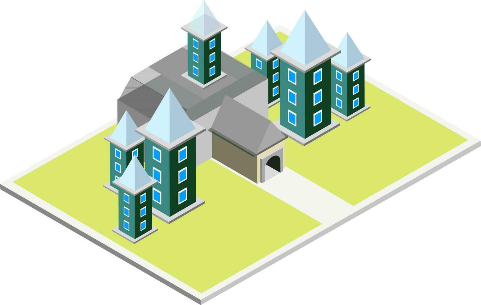 3D illustration of school or house architecture icon. vector