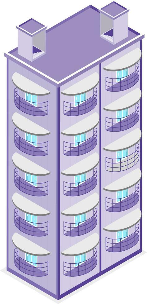 Purple color Apartment building icon. vector