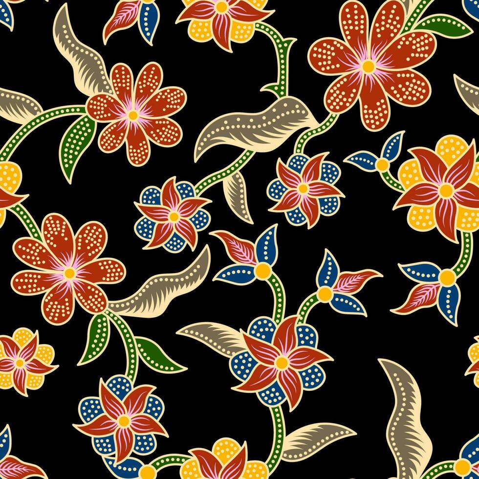 sin costura batik floral modelo antecedentes vector