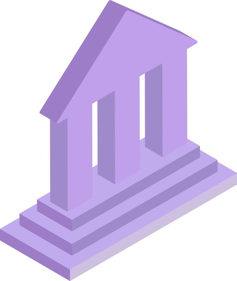 3D illustration of bank icon in purple color. vector