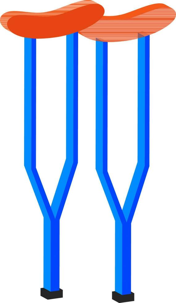Walking crutches icon inred and blue color. vector