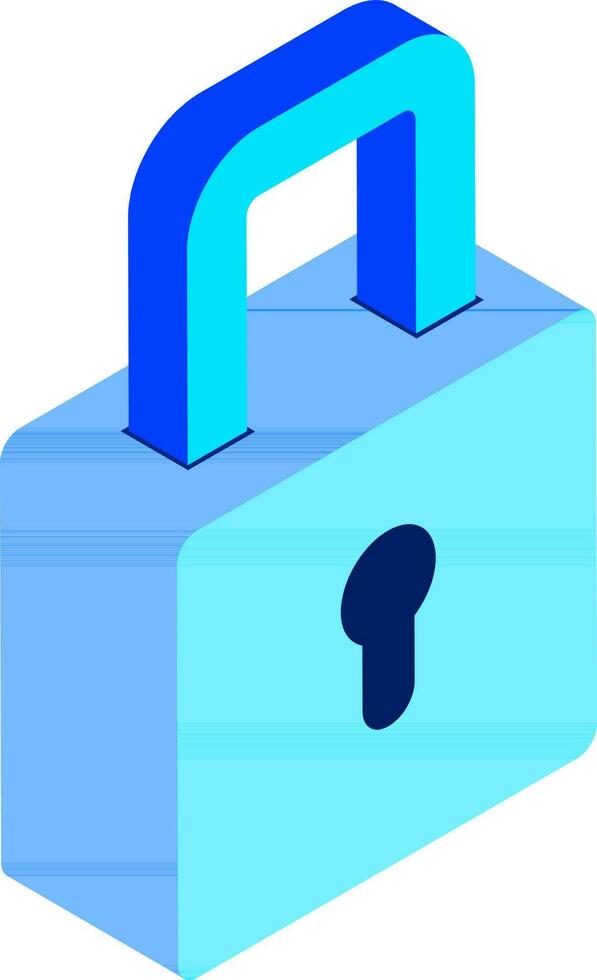 Flat illustration of padlock element in blue color. vector