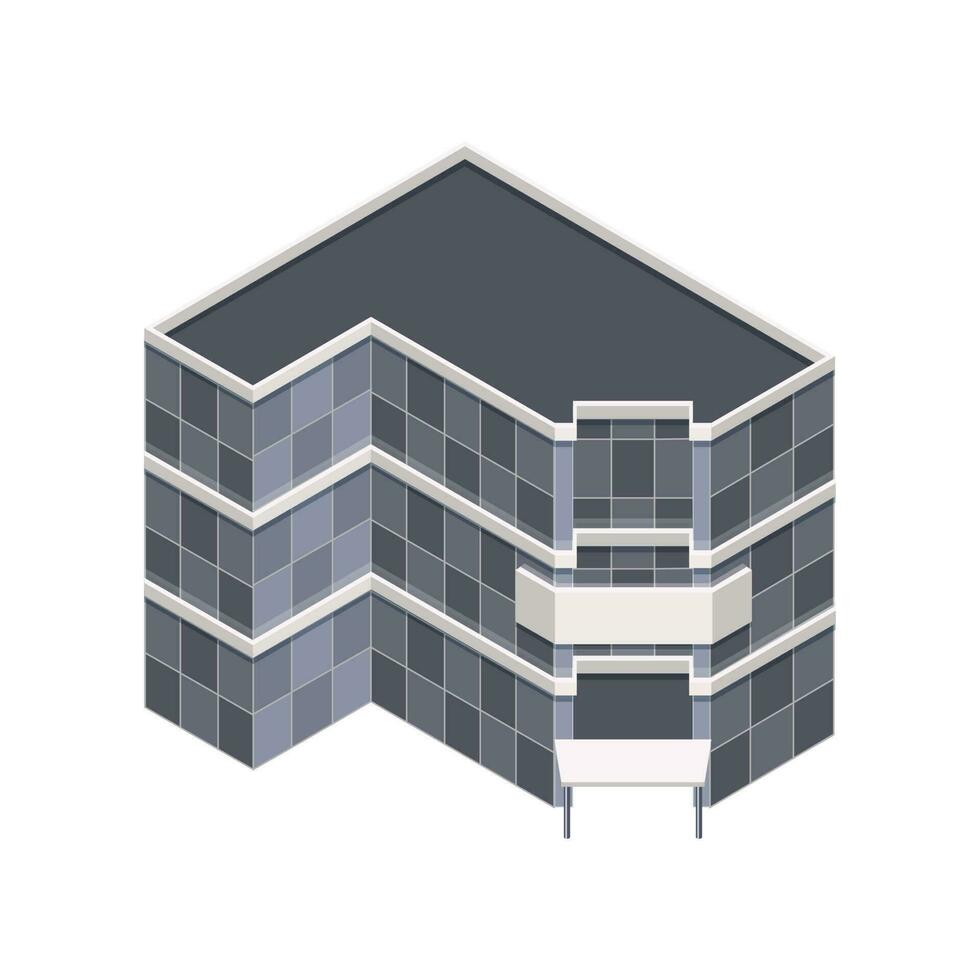 Illustration of a grey isometric building. vector