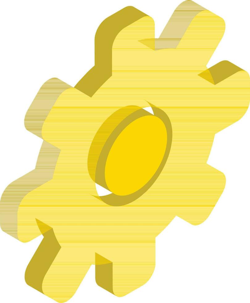 Isometric cogwheel or setting icon in yellow color. vector