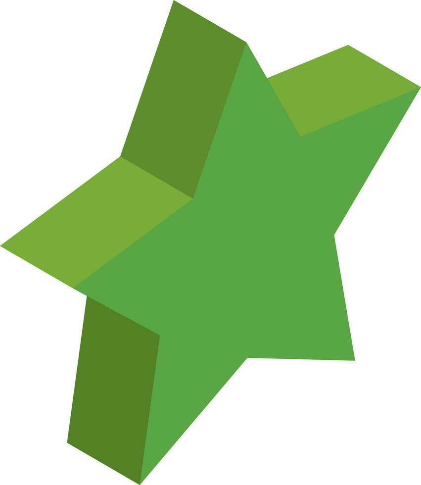 3D isometric of star icon in green color. vector