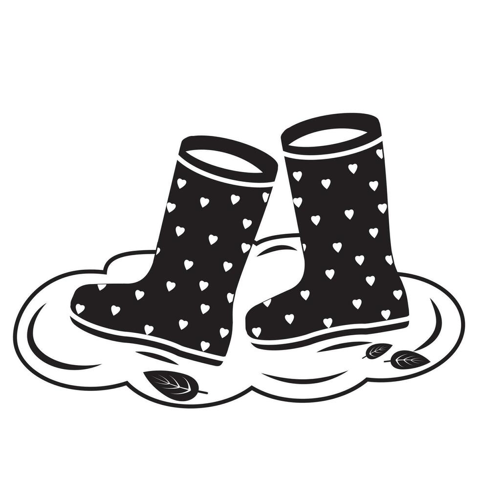 Vector illustration of the rubber boots icon in a puddle. Creative sign Symbol, logo, vector graphics.